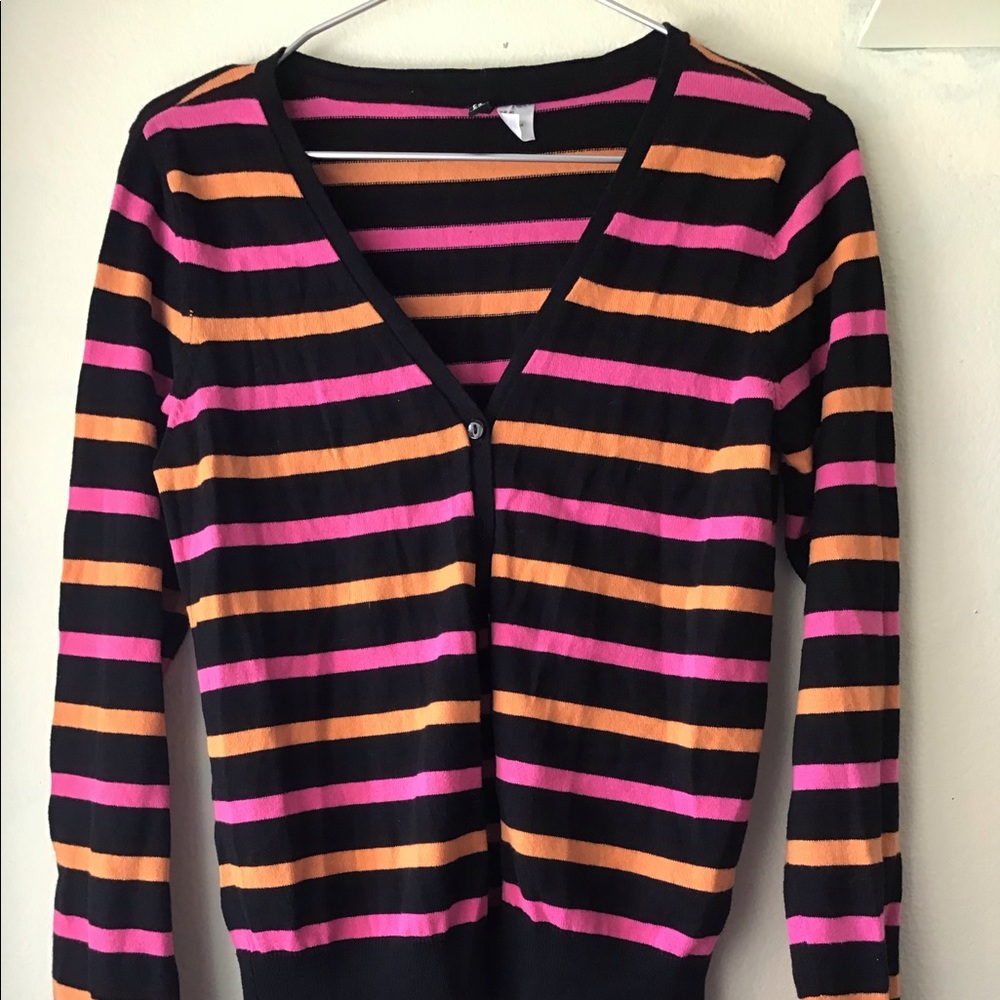 H&M Divided Black Striped Cardigan